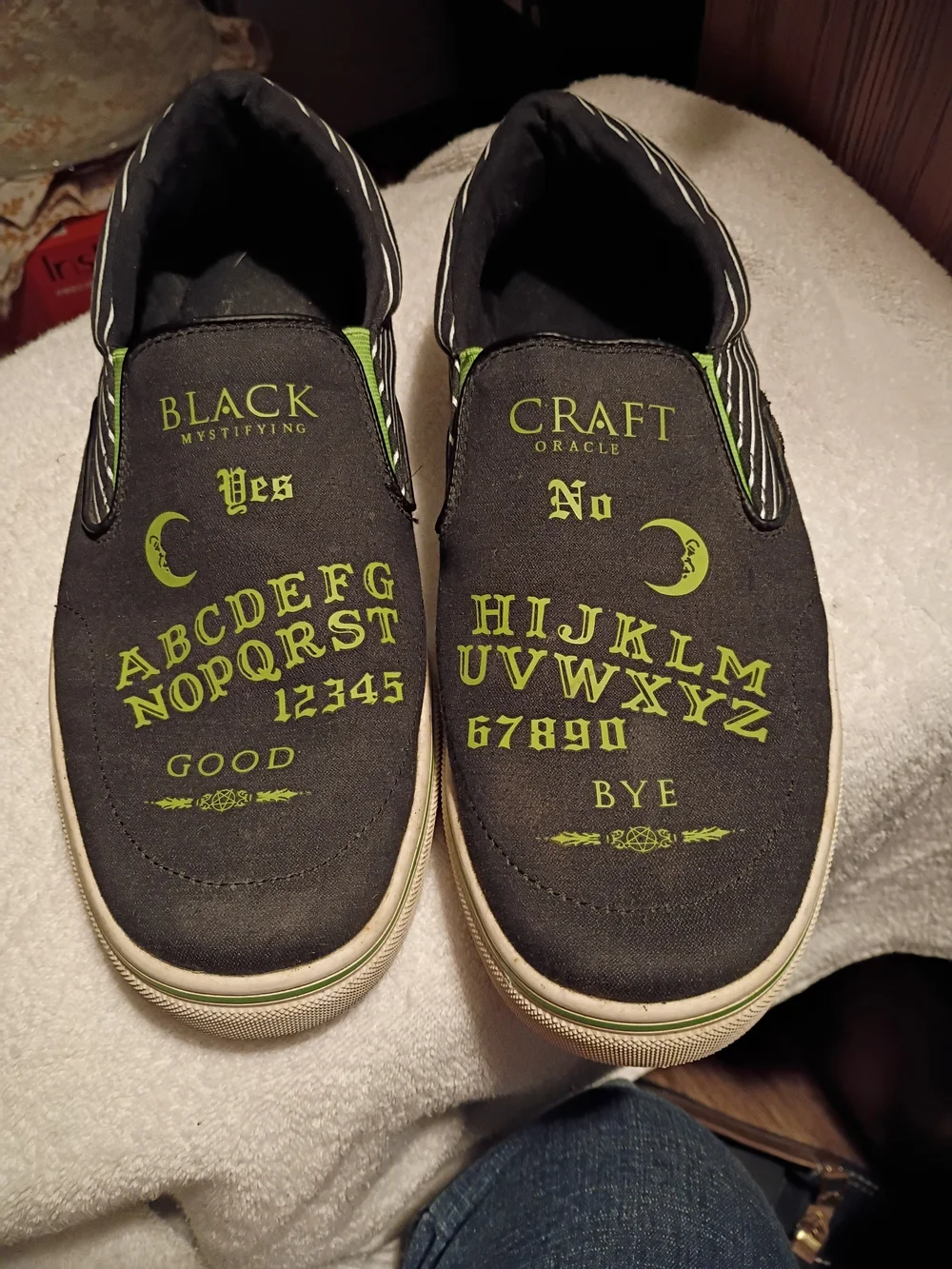 Craft Black Slip-On Sneakers with Neon Green Lettering